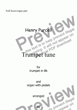 page one of Trumpet Tune (Purcell) for trumpet in Bb and organ