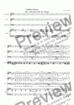 page one of THREE KINGS                      sab - with short solo for 3 kings