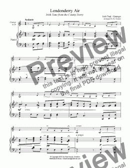 page one of Londonderry Air / Danny Boy for clarinet and piano