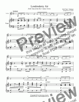 page one of Londonderry Air / Danny Boy for violin and piano