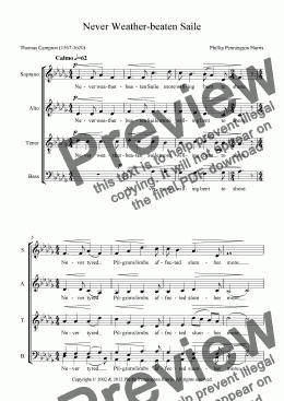 page one of Never Weather-beaten Saile for SATB choir