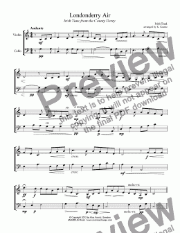 page one of Londonderry Air / Danny Boy for violin and cello