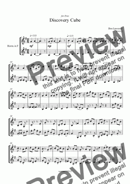 page one of Discovery Cube (horn duet)