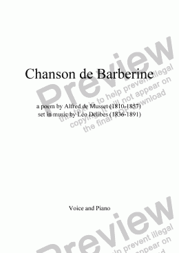 page one of Chanson de Barberine (Delibes / A. de Musset)