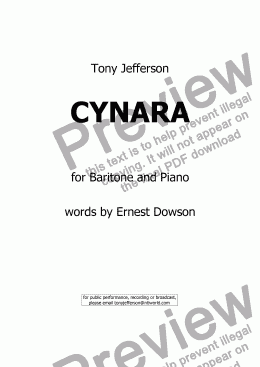 page one of Cynara