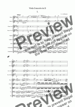 page one of Hoffmeister - Viola Concerto in D - full score