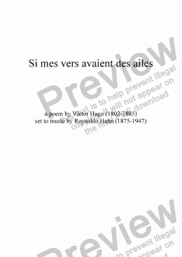 page one of Si mes vers avaient des ailes (R. Hahn / Victor Hugo)
