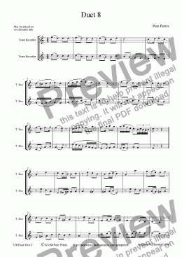 page one of Duet 8 in C (Rec or Flute)