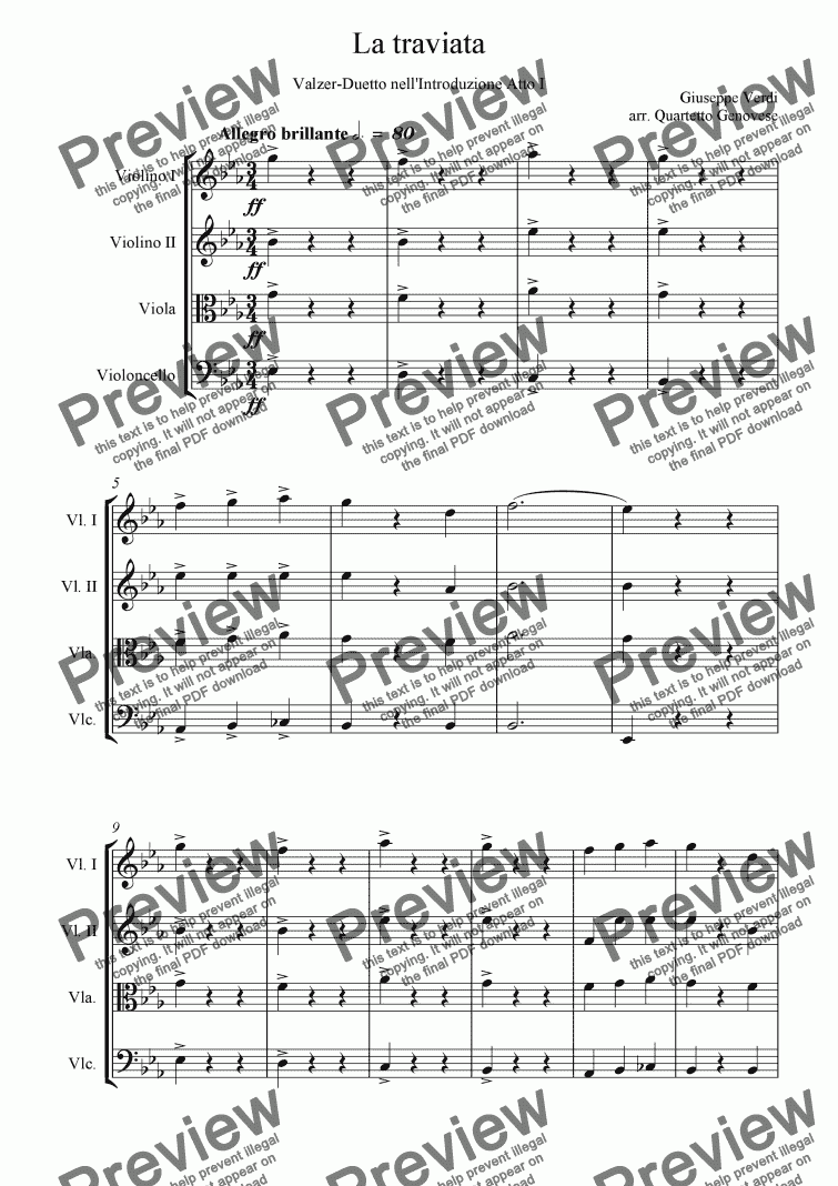 page one of La traviata Valzer-Duetto nell'Introduzione Atto I