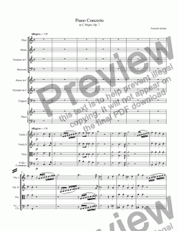 page one of Piano Concerto in C by Friedrich Kuhlau (complete score)
