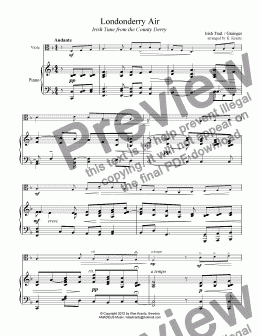 page one of Londonderry Air / Danny Boy for viola and piano