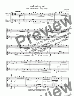 page one of Londonderry Air / Danny Boy for flute or violin duet