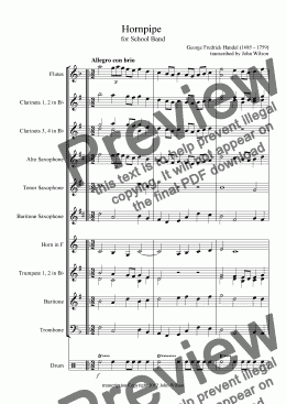 page one of Hornpipe for School Band