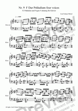 page one of Nr. 9  F Dur Präludium four voices
