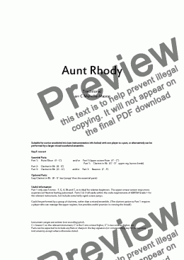page one of Aunt Rhody (fl/ob, cl, cl/bsn)