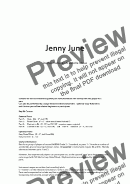 page one of Jenny June (Fl, Ob/Fl, Cl, Cl/Bsn plus opt. Easy Fl/Ob & Easy Cl)
