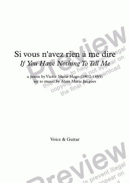 page one of Si vous n’avez rien à me dire (A. Jacques / Victor Hugo)
