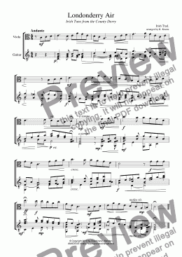 page one of Londonderry Air / Danny Boy for viola and guitar
