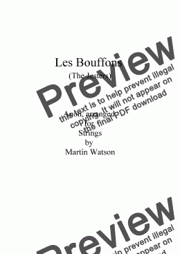 page one of Les Bouffons (The Jesters) for String Orchestra