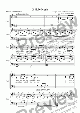 page one of O Holy Night (SATB) with Piano