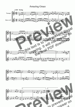 page one of Amazing Grace - Trumpet And Eb Horn Duet.