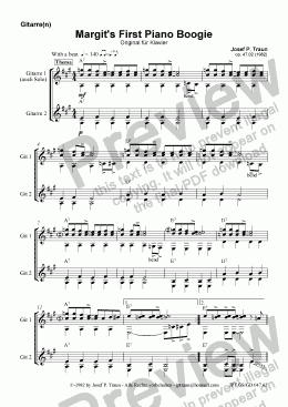 page one of Margit’s First Piano Boogie (GS/GD/TAB)