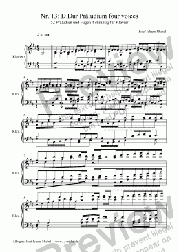 page one of Nr. 13: D Dur Präludium four voices
