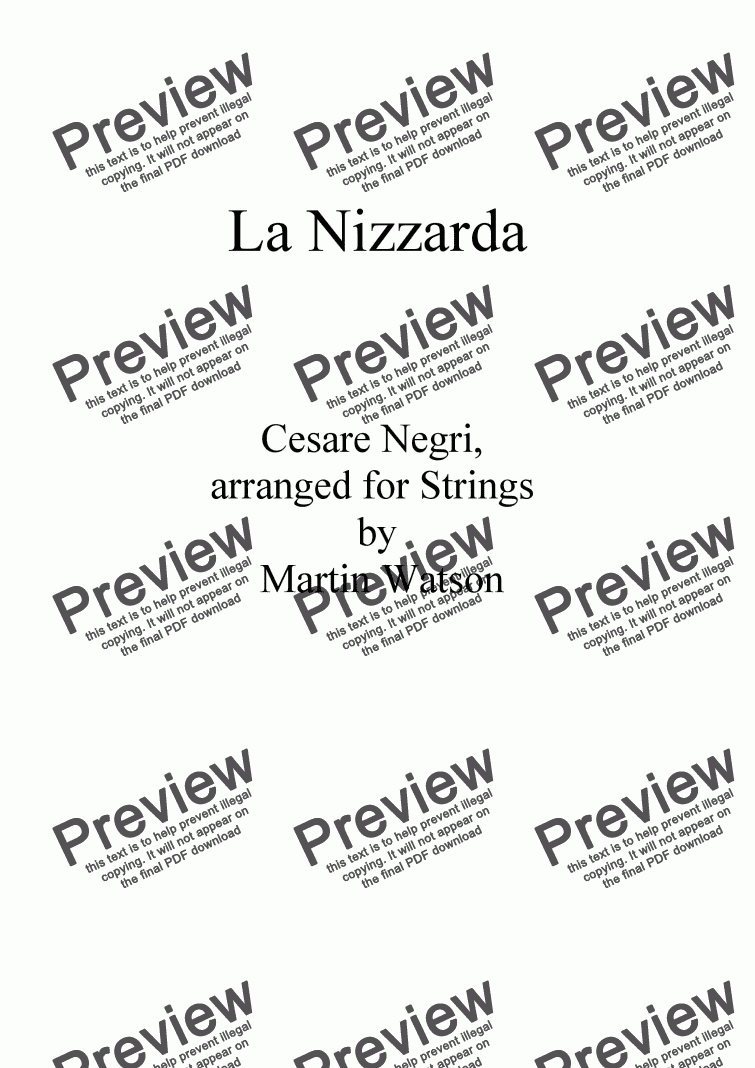 page one of La Nizzarda for Strings