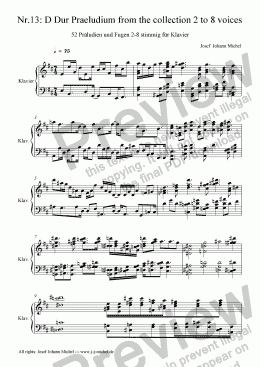 page one of Nr.13: D Dur Praeludium from the collection 2 to 8 voices