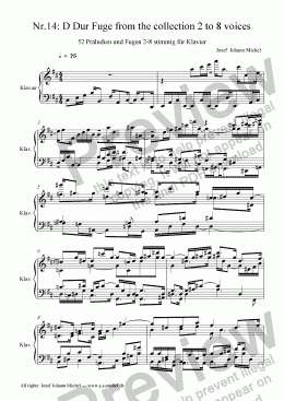 page one of Nr.14: D Dur Fuge from the collection 2 to 8 voices