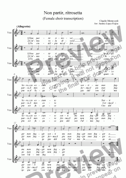page one of Non partir, ritrosetta (Female choir transcription)