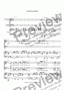 page one of And God Said for the Celebration Choir of Emmanuel Church, Paramount, CA written for Chapter one of "The Story"