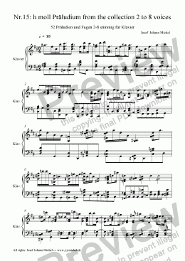 page one of Nr.15: h moll Präludium from the collection 2 to 8 voices