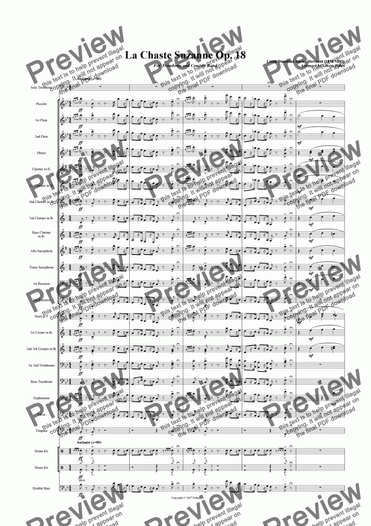 page one of La Chaste Suzanne (Trombone and CB)