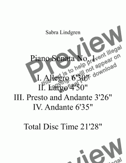 page one of Piano Sonata No. 1  III. Presto and Andante