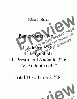 page one of Piano Sonata No. 1  IV. Andante