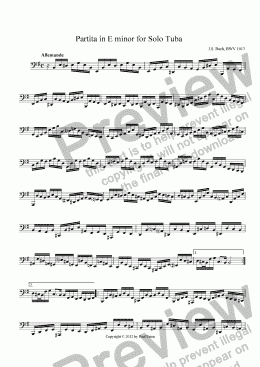 page one of Partita in E Minor for Solo Tuba