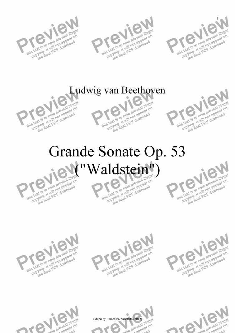 page one of Beethoven - Grande Sonate Op. 53 ("Waldstein")