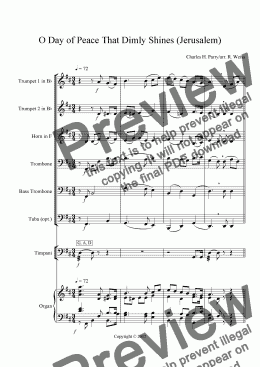 page one of Jerusalem (Brass quintet & Organ)