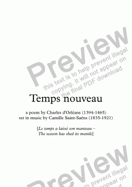 page one of Temps nouveau (C. Saint-Saëns / Charles d'Orléans)