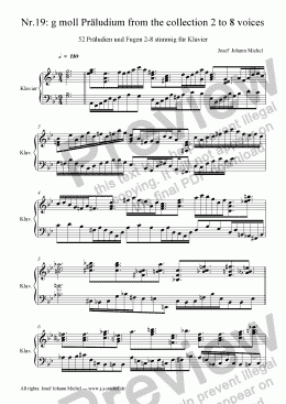 page one of Nr.19: g moll Präludium from the collection 2 to 8 voices