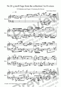 page one of Nr.20: g moll Fuge from the collection 2 to 8 voices