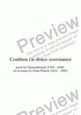 page one of Combien j’ai douce souvenance (C. Franck / Chateaubriand)