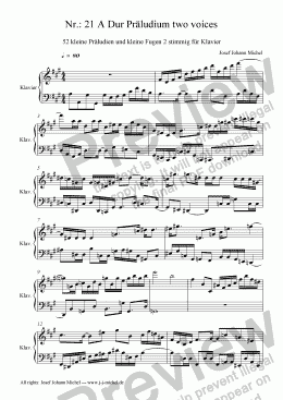 page one of Nr.: 21 A Dur Präludium two voices