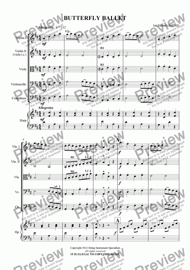 page one of BUTTERFLY BALLET