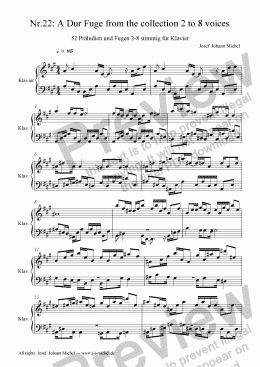 page one of Nr.22: A Dur Fuge from the collection 2 to 8 voices