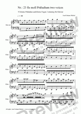 page one of Nr.: 23 fis moll Präludium two voices