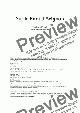 page one of Sur le Pont d’Avignon (Fl, Ob/Fl, Cl/Bsn plus opt. Easy Fl/Ob & Easy Cl)