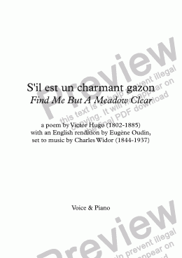page one of S’il est un charmant gazon (Widor / Victor Hugo))