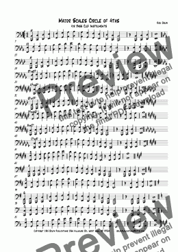 page one of Major Scales Circle of 4ths for Bass Clef Instruments